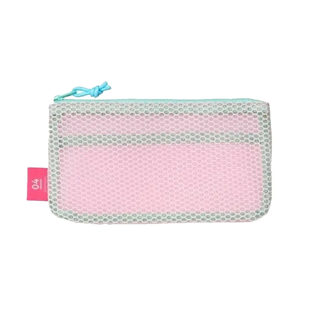 Stylish Lightweight Mesh Cosmetic Bag Portable Square Makeup Storage Bag Zipper Multi-purpose Sundries Organizer Toiletry Pouch