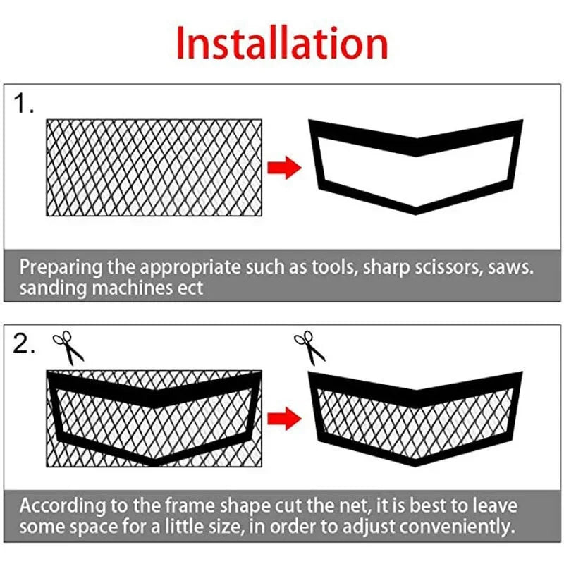 100x33cm Universal Aluminum Alloy Car Grill Mesh Auto Bumper Grille Cover Net Protector Hexagonal Diamond Seagull Black/Silver