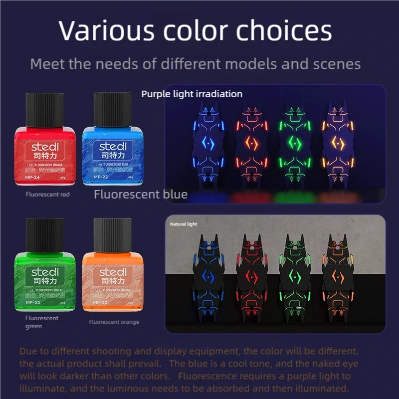40g Stedi Panel Line Water-based Fluorescent Paint for Model Building Fluorescent Ink Panel Line Accent Color Hobby DIY Supply