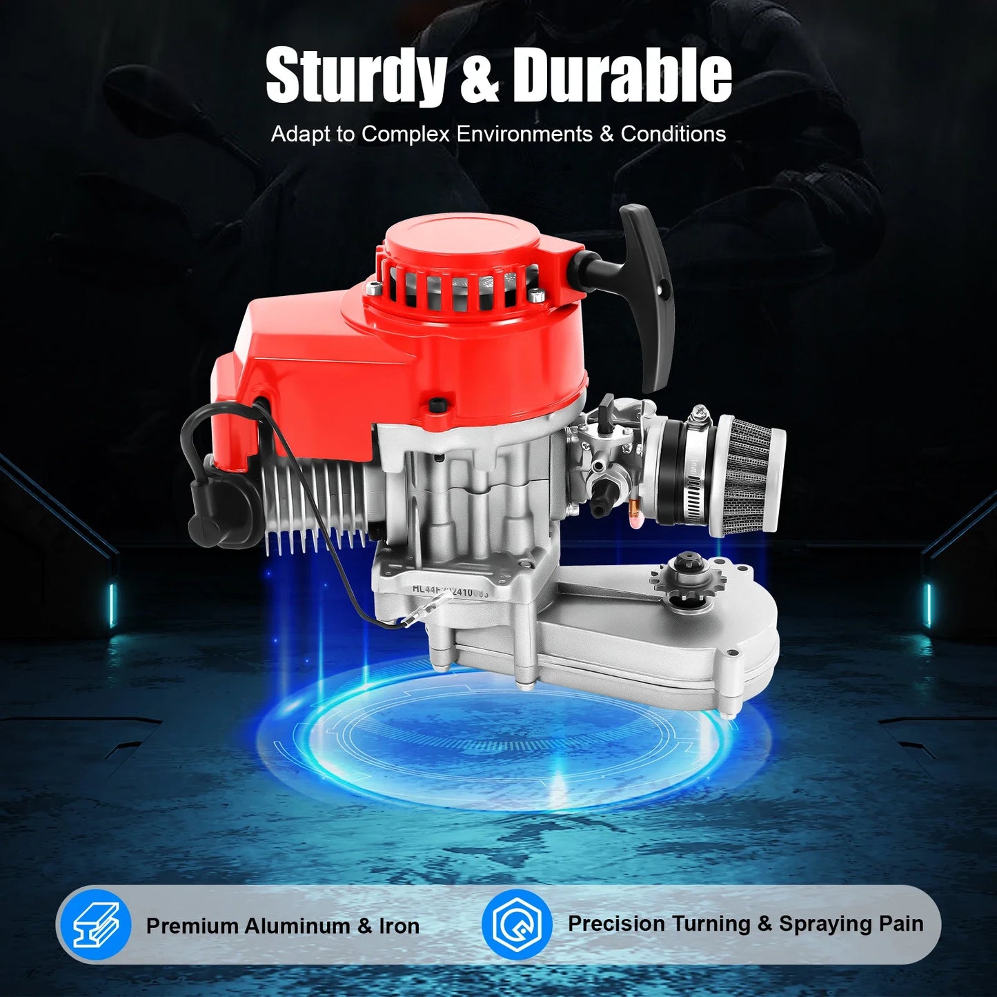 49cc 2-Stroke High-Performance Gas Engine – Single-Cylinder Pull-Start Motor for Pocket Quads, Mini Bikes & Racing Motorcycles