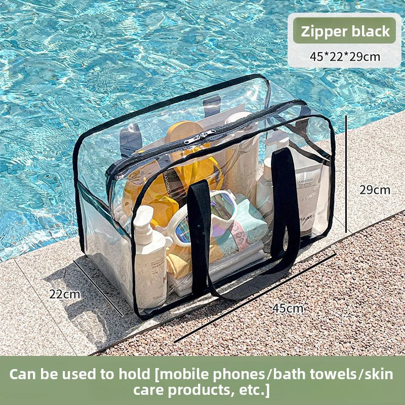 Swimming Bag Transparent Waterproof Beach Travel Storage Handbag Dry Wet Separation PVC Handbag Woman Large Capacity Beach Bag