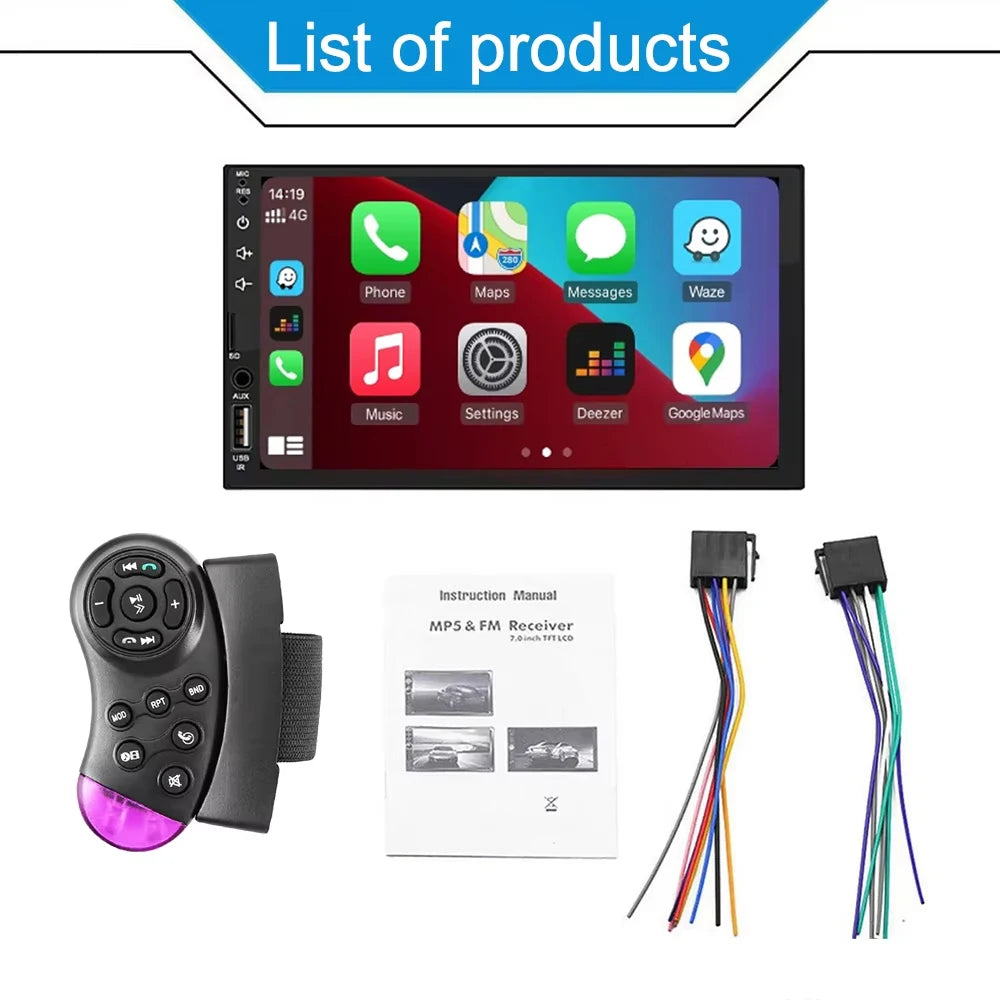 XIMA Universal 1 Din 7“ Car Radio  Carplay Android Auto Multimedia Player HD Touch Screen Input Bluetooth MirrorLink  Autoradio