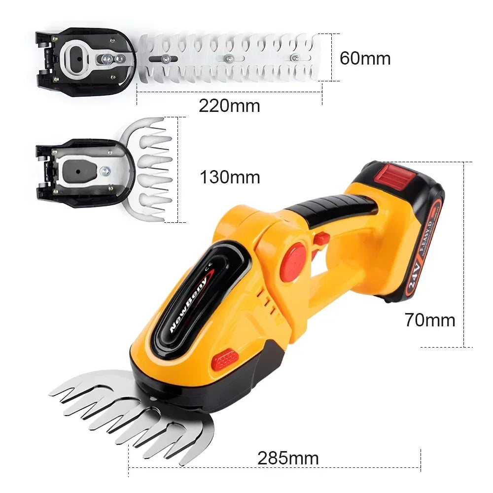 2-in-1 Cordless Hedge Trimmer & Grass Shear — 21V Battery Yard Tool