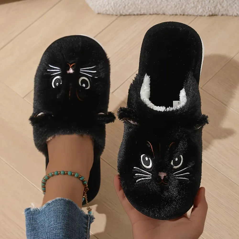 Women's Fuzzy Cat Slippers - Cute Animal House Shoes - photo 2