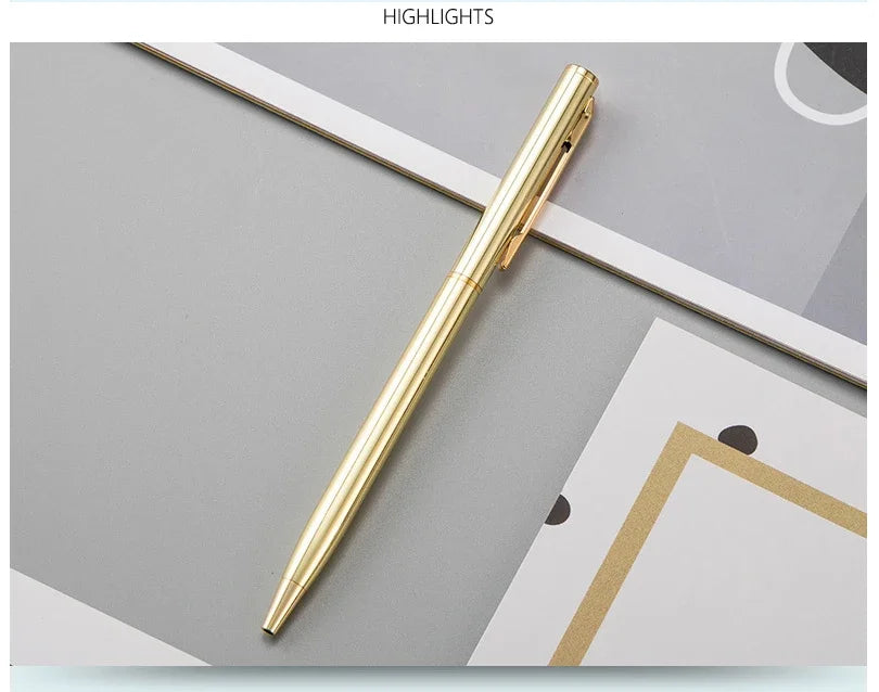 20-200 Pens New Slim Metal Ballpoint Pens Rose Gold Custom Logo Advertising Lettering Engraved Name School Office Supplies Gifts