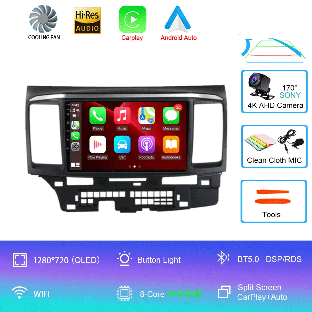 9" Android Car Stereo for Mitsubishi Lancer 9, 10 & X (2008–2016) — CarPlay, Android Auto, GPS, Touchscreen
