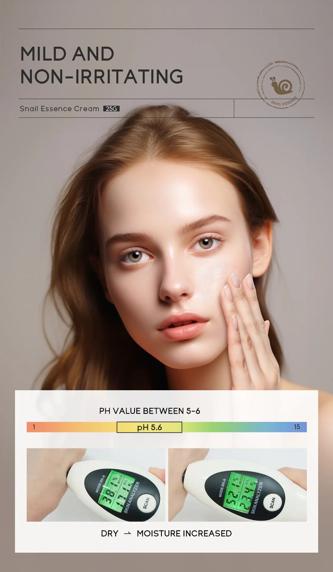 Crema facial de caracol LAIKOU, crema hidratante con ácido hialurónico, suero suavizante y nutritivo, crema de día para el cuidado facial.