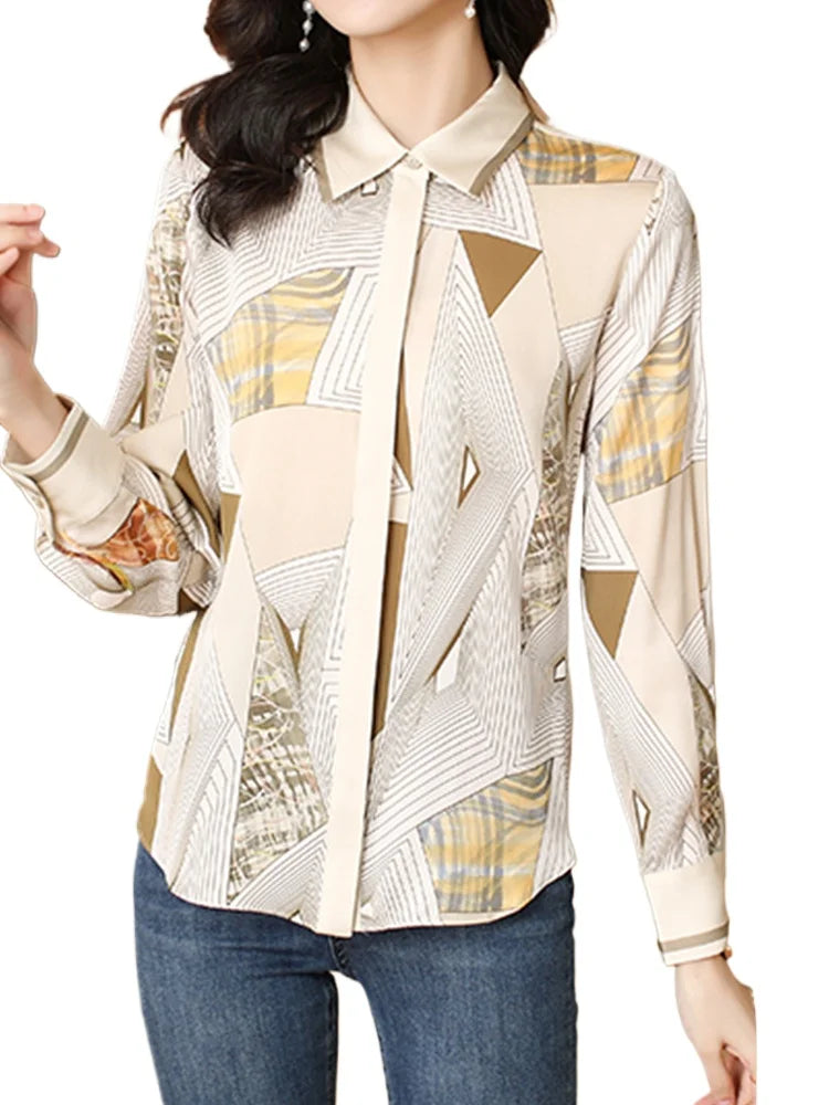 New Spring Women Blouse office ladies shirts Fashion printed tops blusa mujer