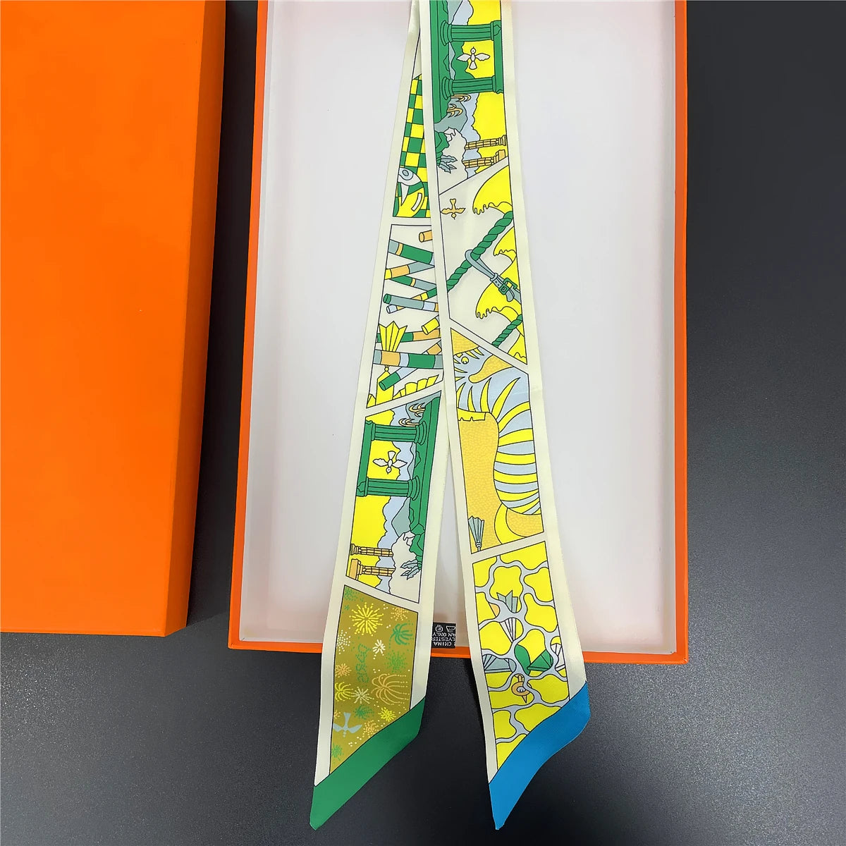Women's Long Skinny Ribbon Scarf - Printed Hair Tie & Bag Band - photo 19