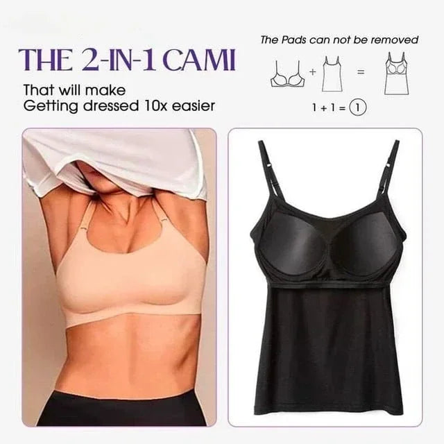 Women's Cami Bra Tank Top – Built-In Padded Bra Camisole | Wireless, Breathable & Seamless | S-6XL