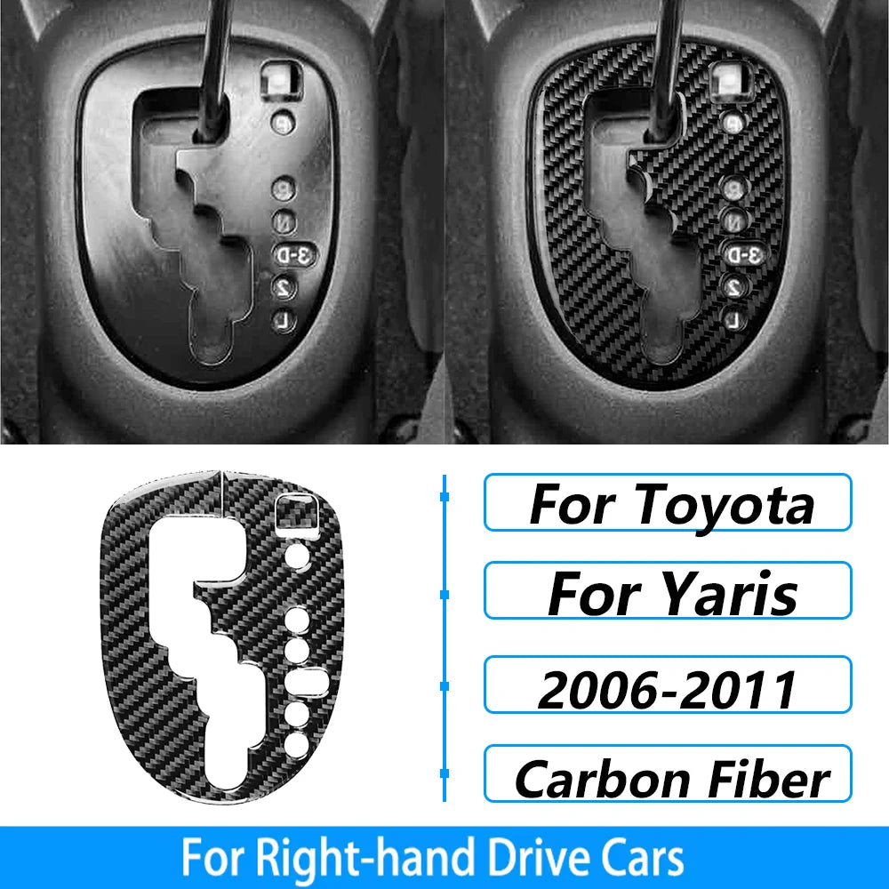 For Toyota Yaris 2006-2011 Carbon Fiber Central Control AC CD Air Outlet Gear Shift Panel Cover Trim Set Car Accessories Sticker
