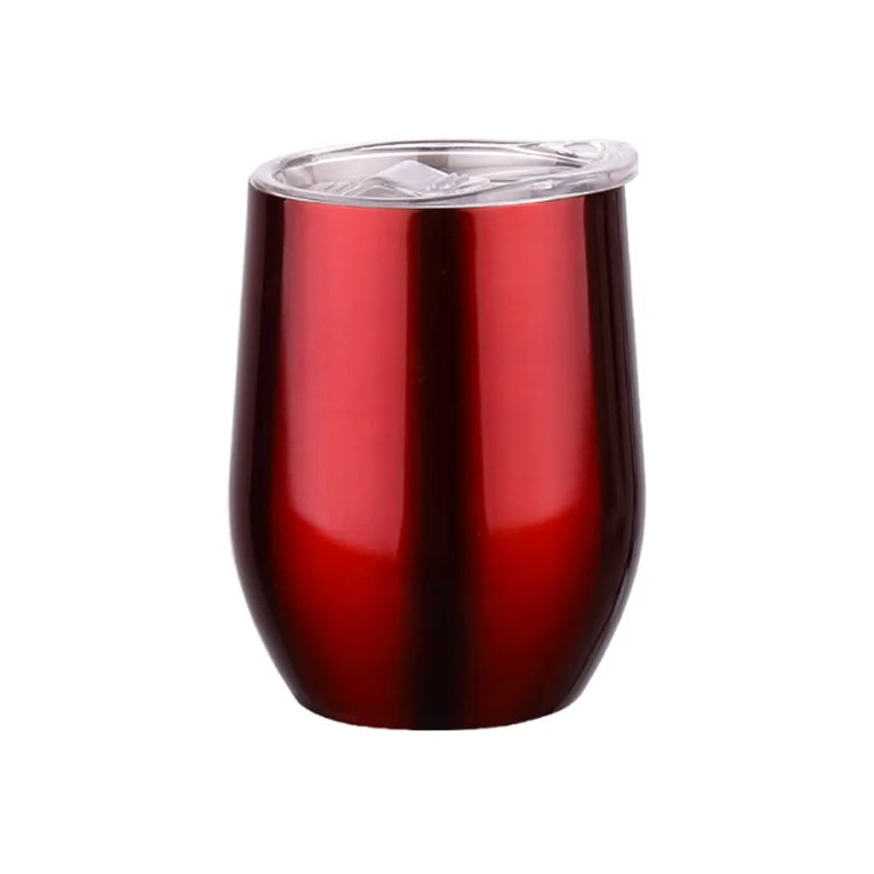 12OZ Wine seal Cover Custom Logo Mug Vacuum Insulated Thermos Garrafa Termica  Egg Shape Coffee Tumbler  Wine Beer  With Lid