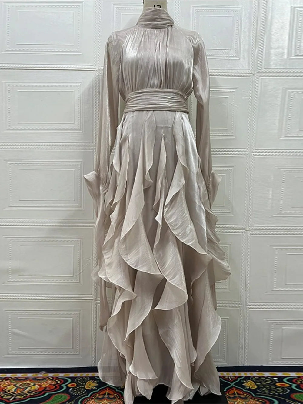 Eid Women Party Dress Muslim Abaya Ruffle Jalabiya Ramadan Long Dresses Autumn Vestidos Largos Arab Long Robe Morocco Kaftan