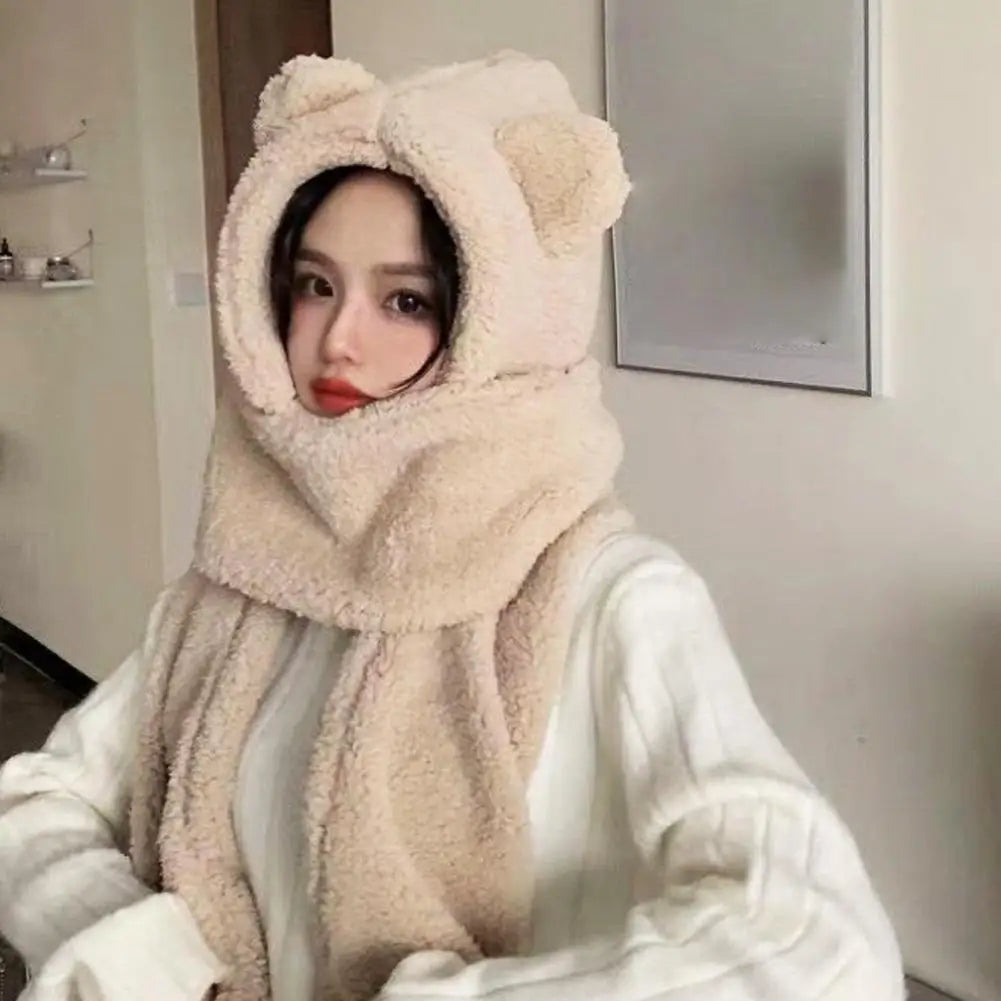 Bear Ear Hooded Scarf, Mitten and Hat Set - 3-Piece Winter Set - photo 4