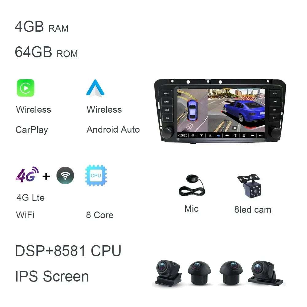8" Car Stereo with Apple CarPlay & Android Auto, Compatible with Volvo XC70 V70 S60 S40 & V40