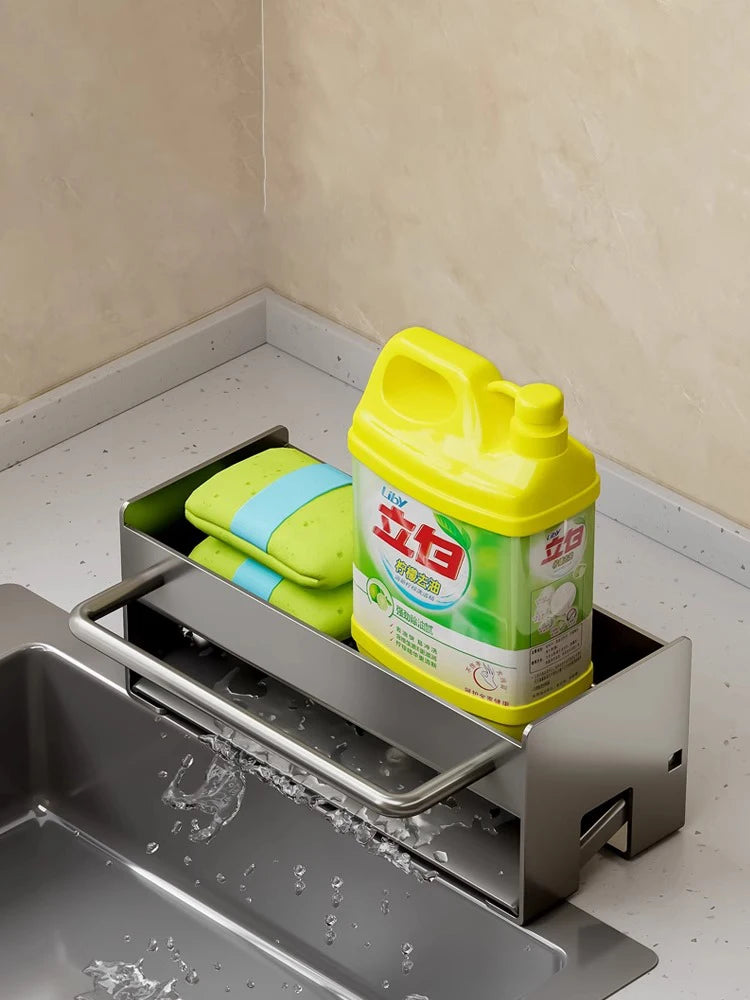 Kitchen Sink Caddy with Drain Tray - Sponge and Dish Brush Holder - photo 4