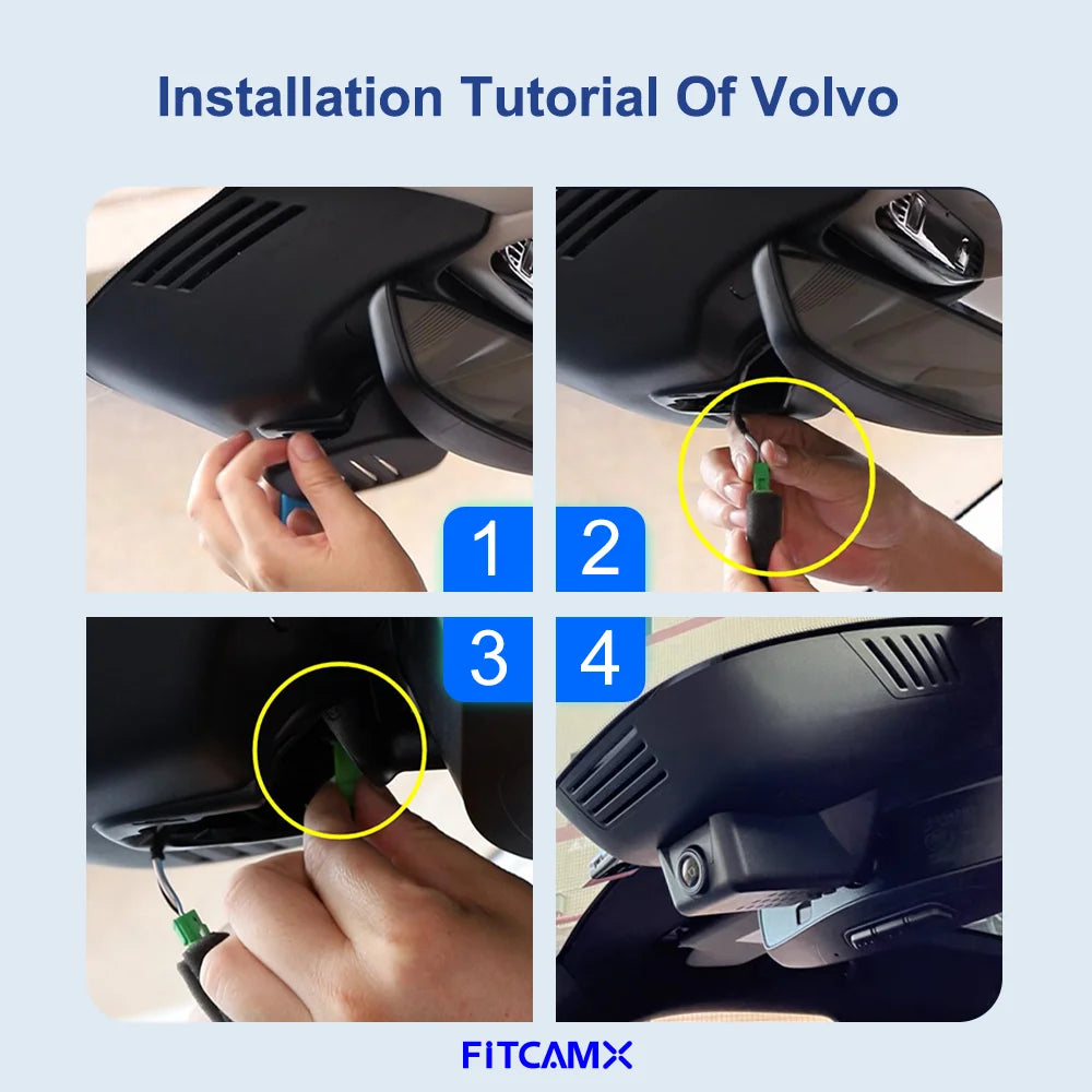 FITCAMX 4K Dash Cam for Volvo XC60 S90 V90 XC40 XC90 – Front & Rear DVR with WiFi App | Plug & Play