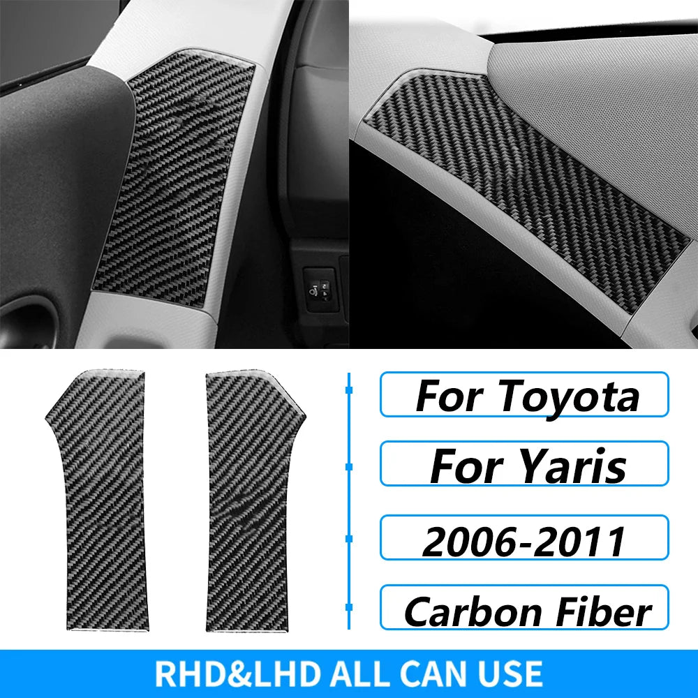 For Toyota Yaris 2006-2011 Carbon Fiber Central Control AC CD Air Outlet Gear Shift Panel Cover Trim Set Car Accessories Sticker