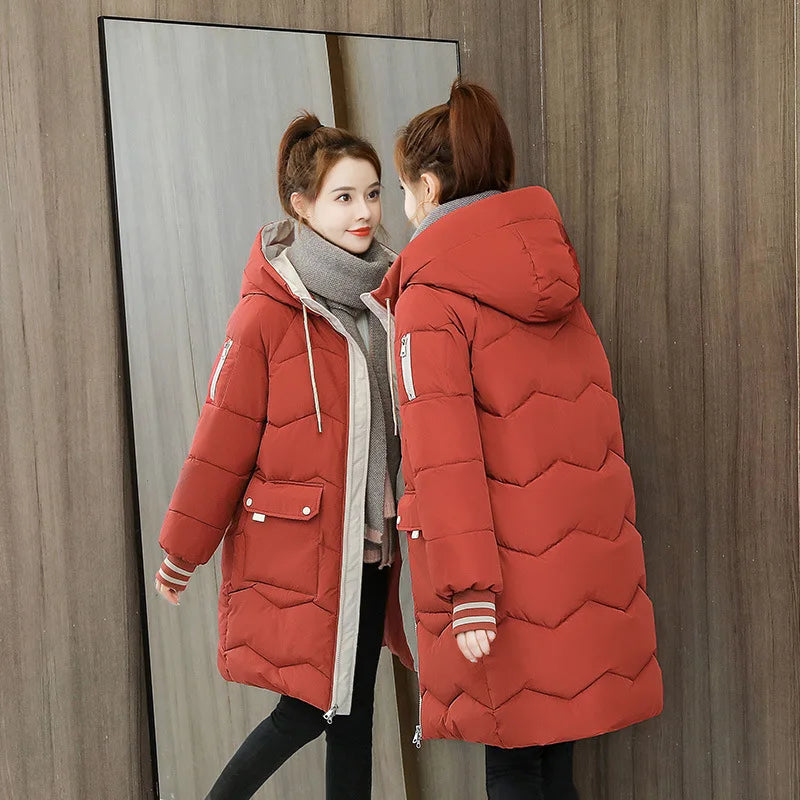Women's Mid-Length Hooded Parka - Padded Loose Winter Coat - photo 8