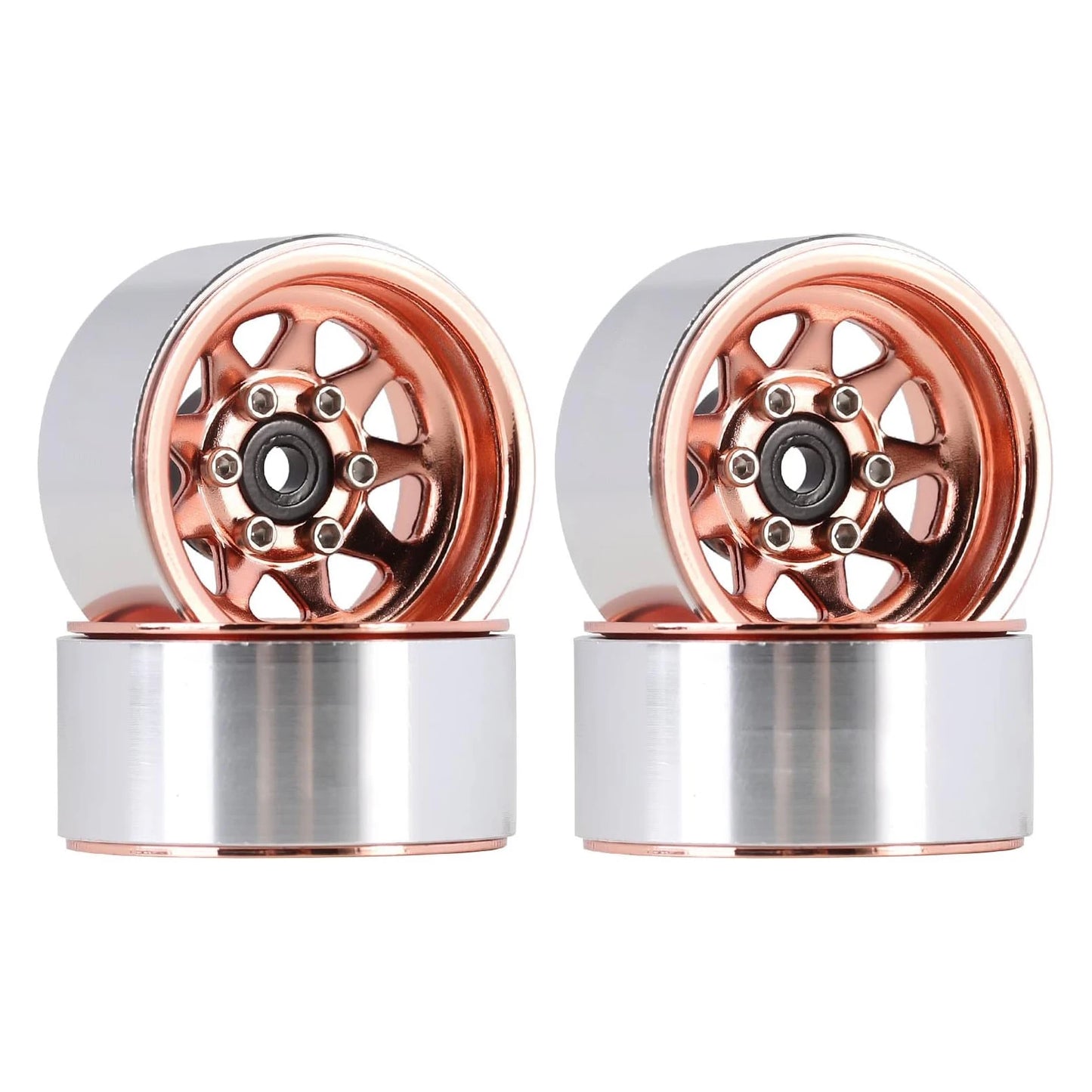 RCXAZ 1.0" Beadlock Wheel Rims 52*19mm Tires Set for 1/18 1/24 RC Crawler Car Axial SCX24 FMS FCX24 TRX4M (W1004-T1014)