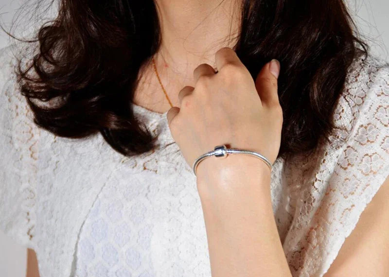 925 Sterling Silver Snake Bone Charm Bracelet – Handmade Fine Jewelry for Women | 2 Styles, 16–23cm
