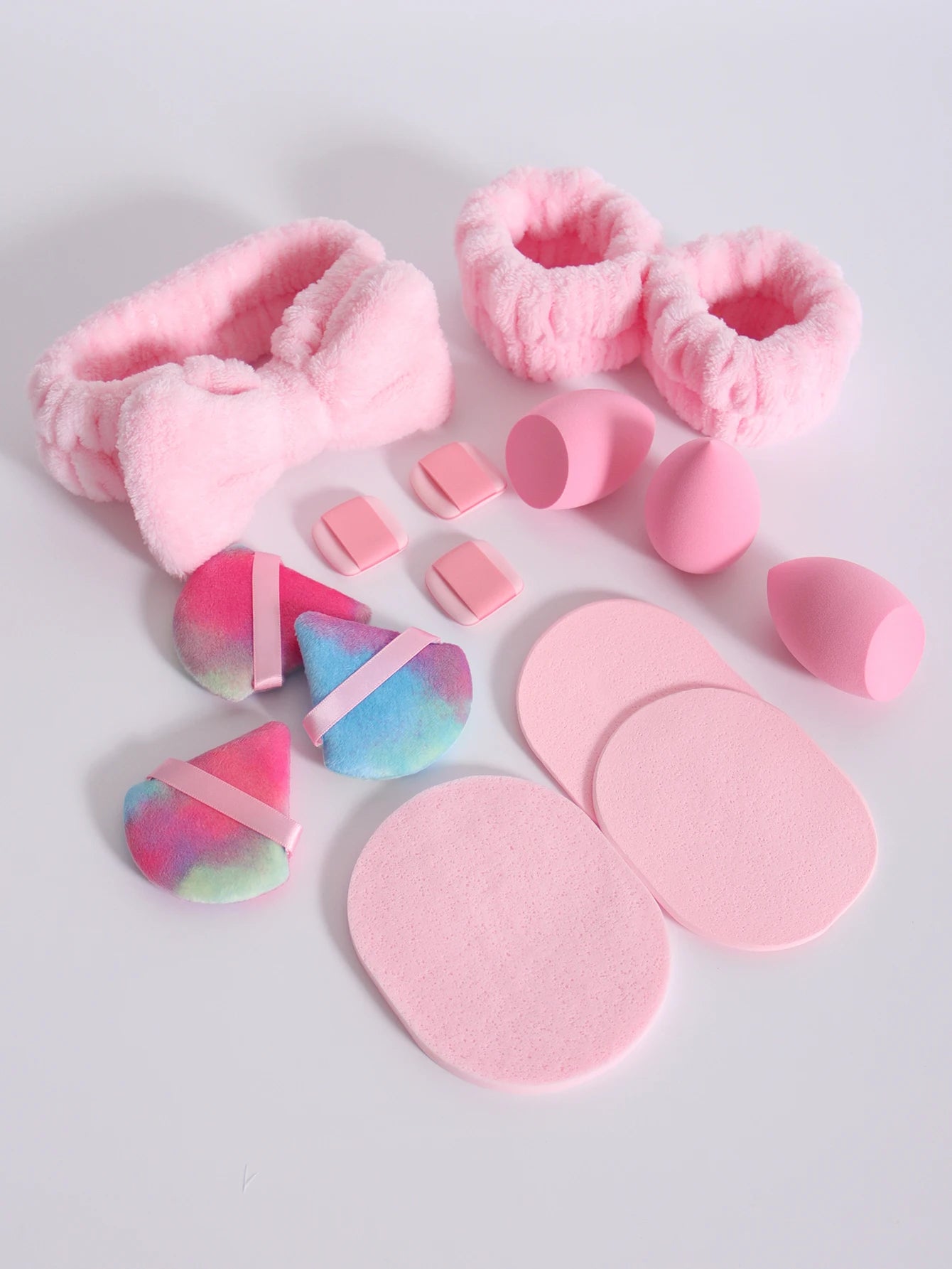 15Pcs Cosmetic Puff Makeup Sponge Blender Beauty Egg Foundation Sponges Puff Wash Face Headband Wristband Make up Accessories