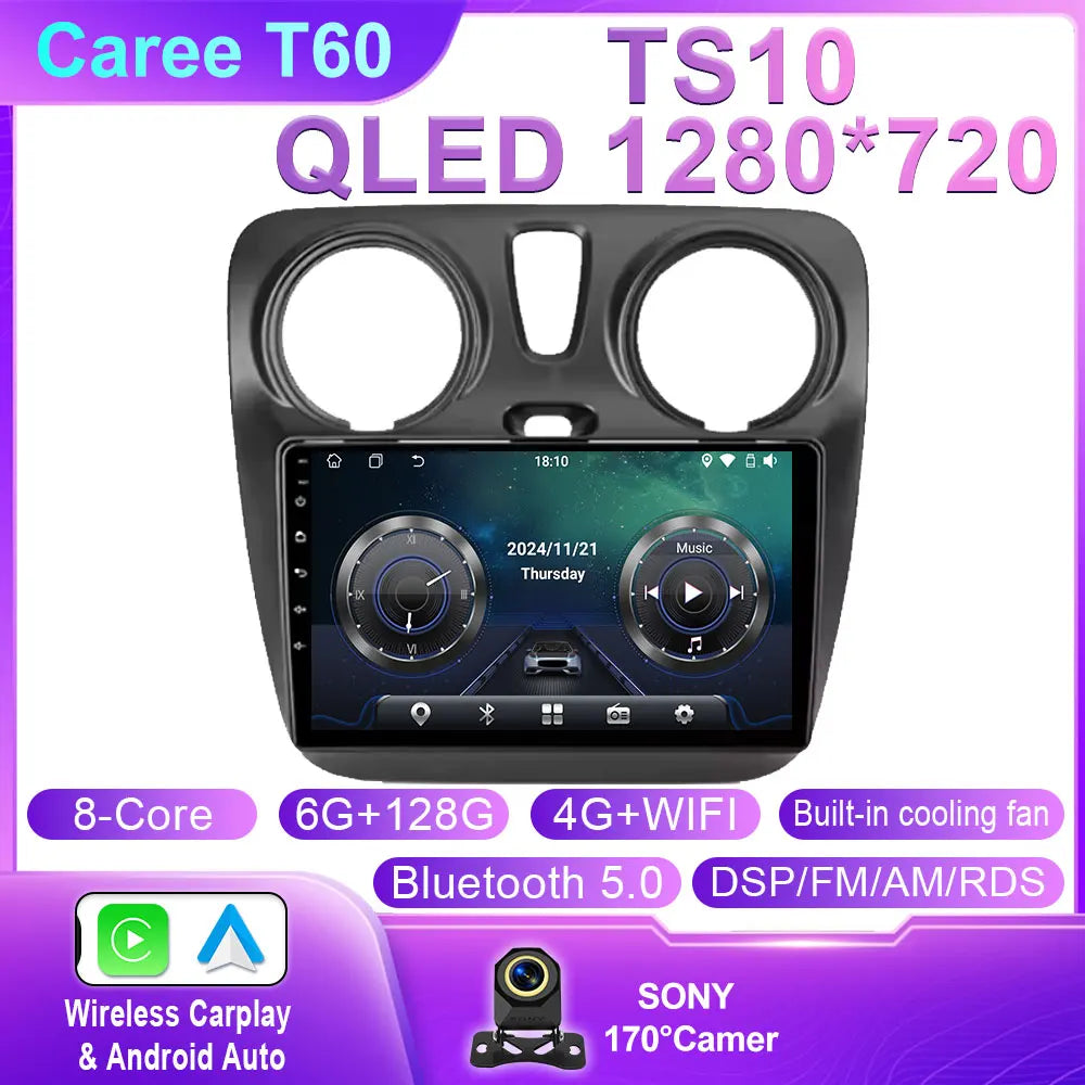 Car Stereo with Apple CarPlay & Android Auto, Compatible with Renault Dokker, Lodgy & Dacia