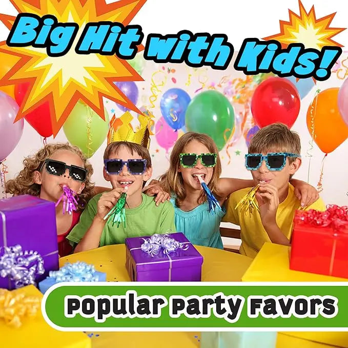 Pixel Theme Party Favors Pixelated Sunglasses Silicone Bracelets Birthday Decoration Party Supplies Gift