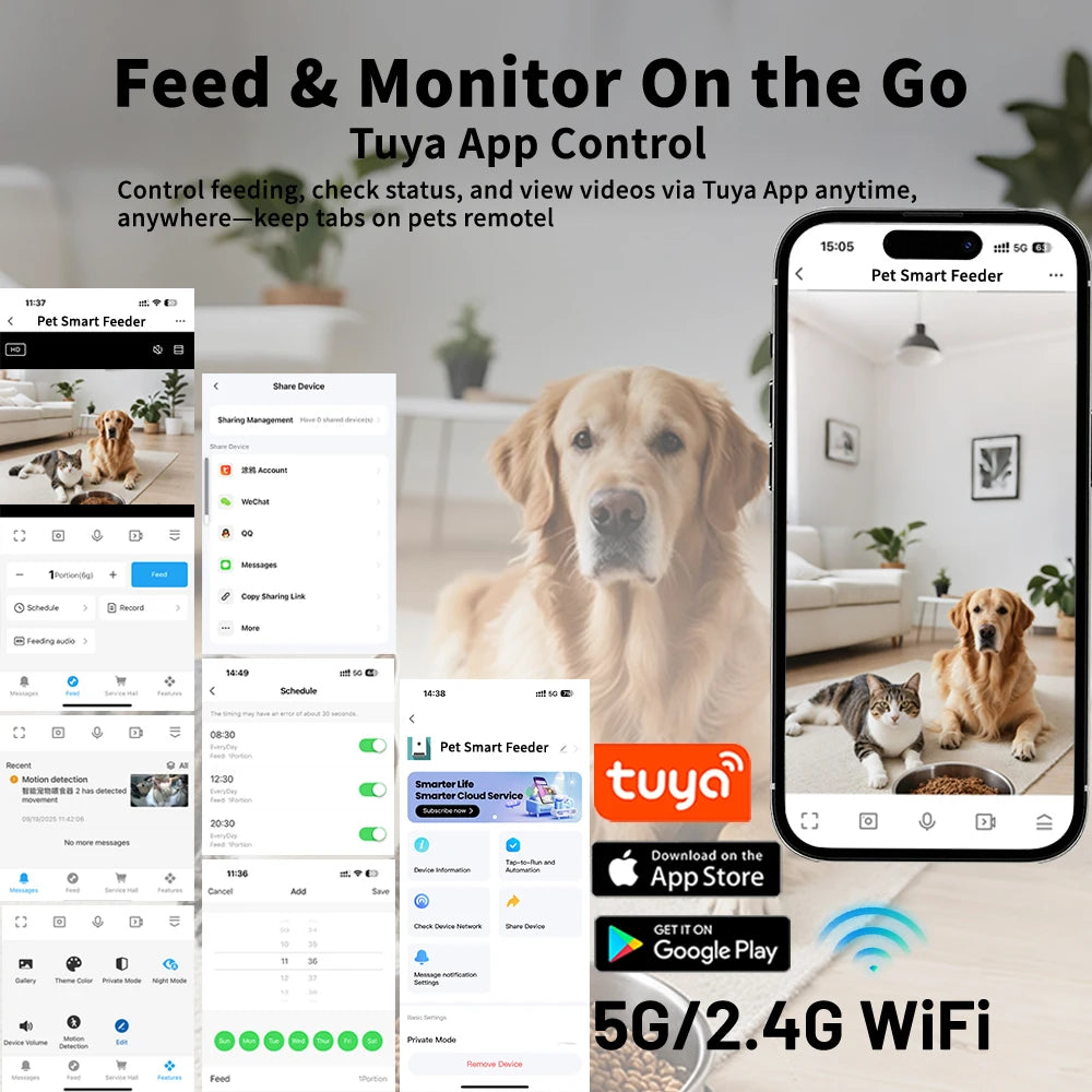 FURPIPI Smart Pet Feeder with 1080P Elevated Camera – Tuya App Control | 4.5L Auto Cat & Dog Food Dispenser