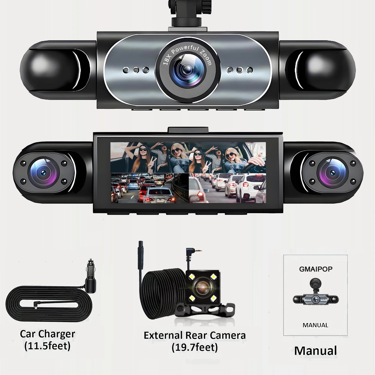 4-Channel 360° Dash Cam — Night Vision & 24/7 Parking Monitor