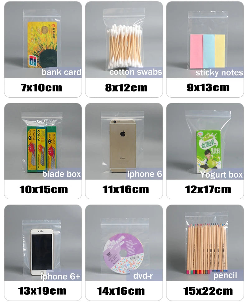 Clear Thick Zip Lock Ziplock Storage Bags Heavy-Duty Transparent Plastic Zip Package Small Jewelry Packing Reclosable Poly Pouch