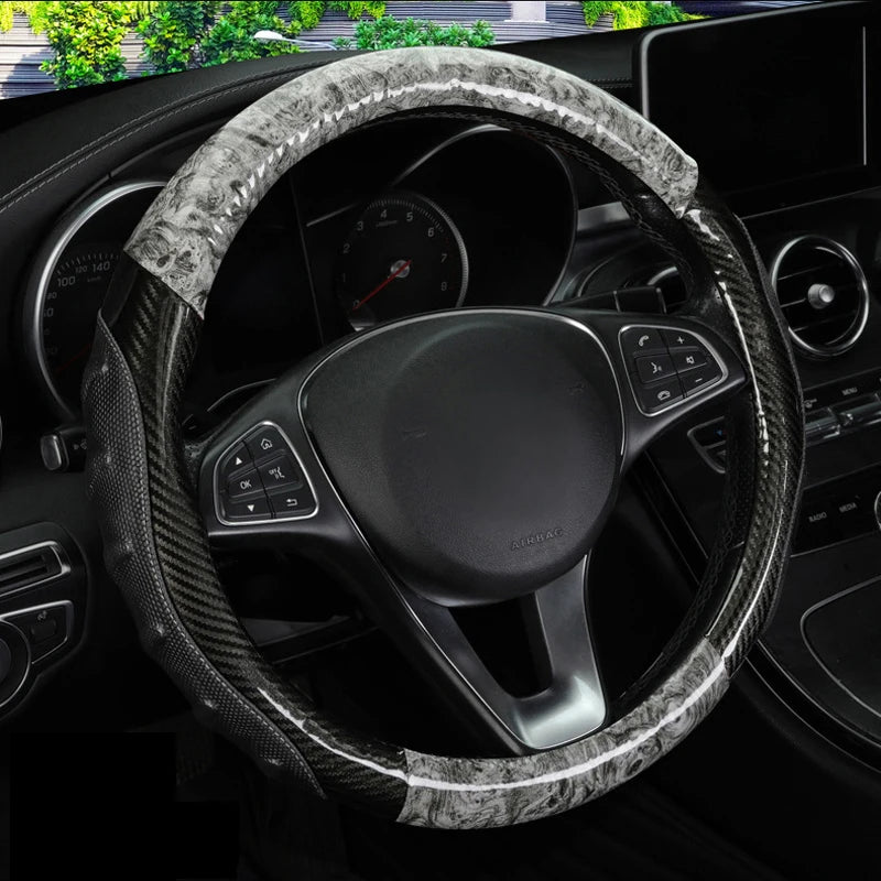 Car Truck PU Leather Embossed Steering Wheel Cover Steering-Wheel For Auto Diameters 36 38 40 42 45 47 50CM 7 Sizes to Choose