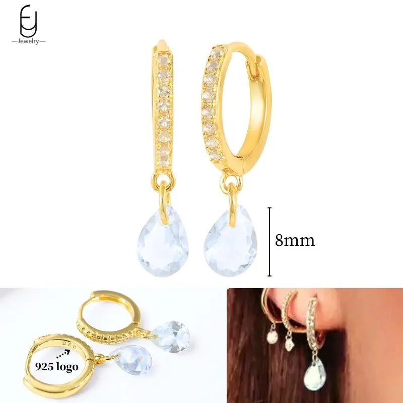 925 Sterling Silver Crystal Drop Earrings for Women - Heart & Flower Studs