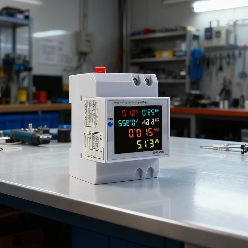 6IN1 Din Rail AC Monitor 110V 220V 380V 100A Voltage Current Power Factor Active KWH Electric Energy Frequency Meter