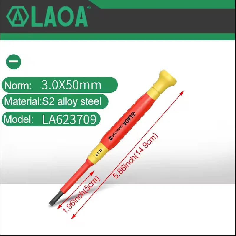 LAOA 1pc Insulated Precision Screwdriver SL1.0-3.0 aCross Small Size Screwdriver to Remove Watches Cell Phone NotebookT5-T10