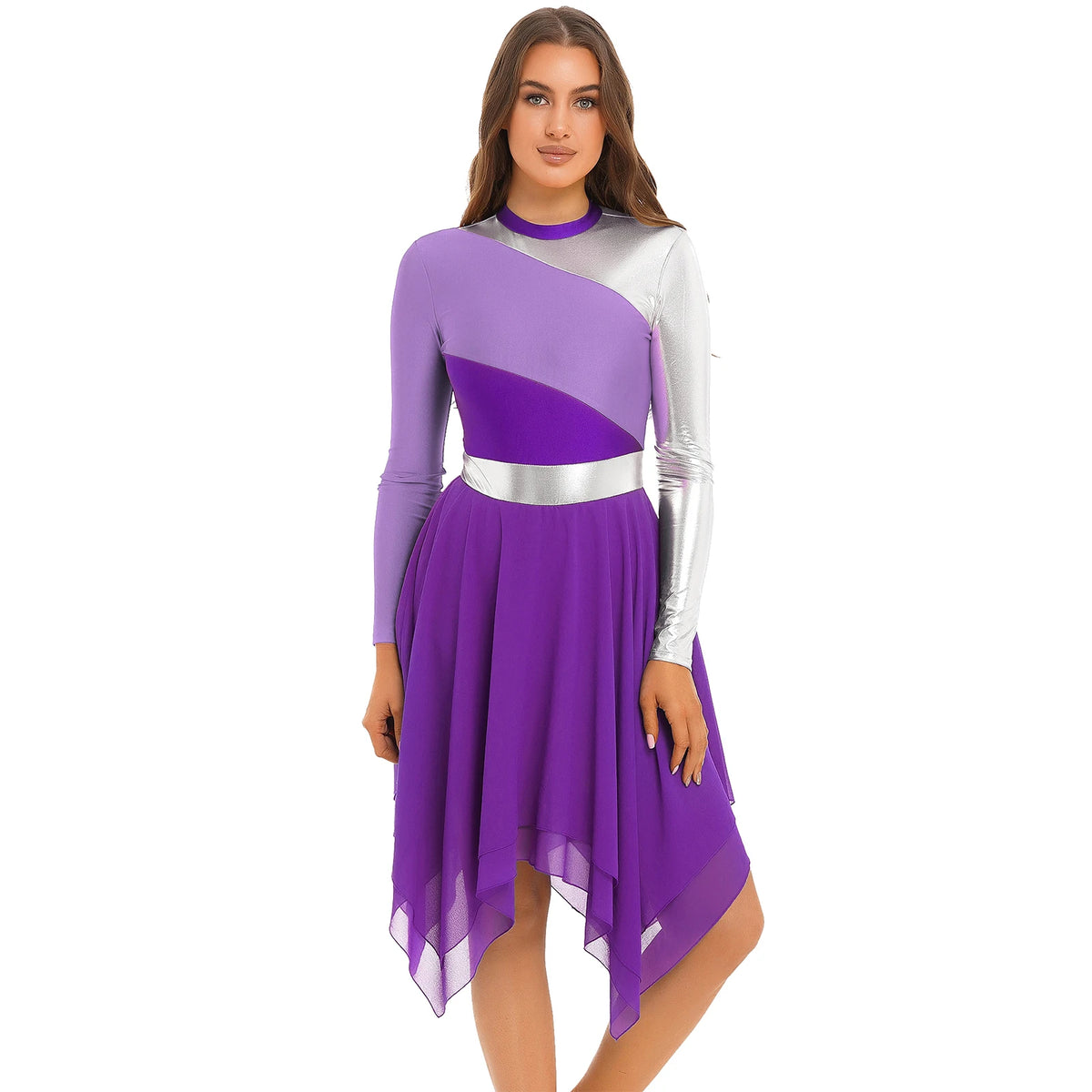 Women's long-sleeve lyrical ballet leotard dress