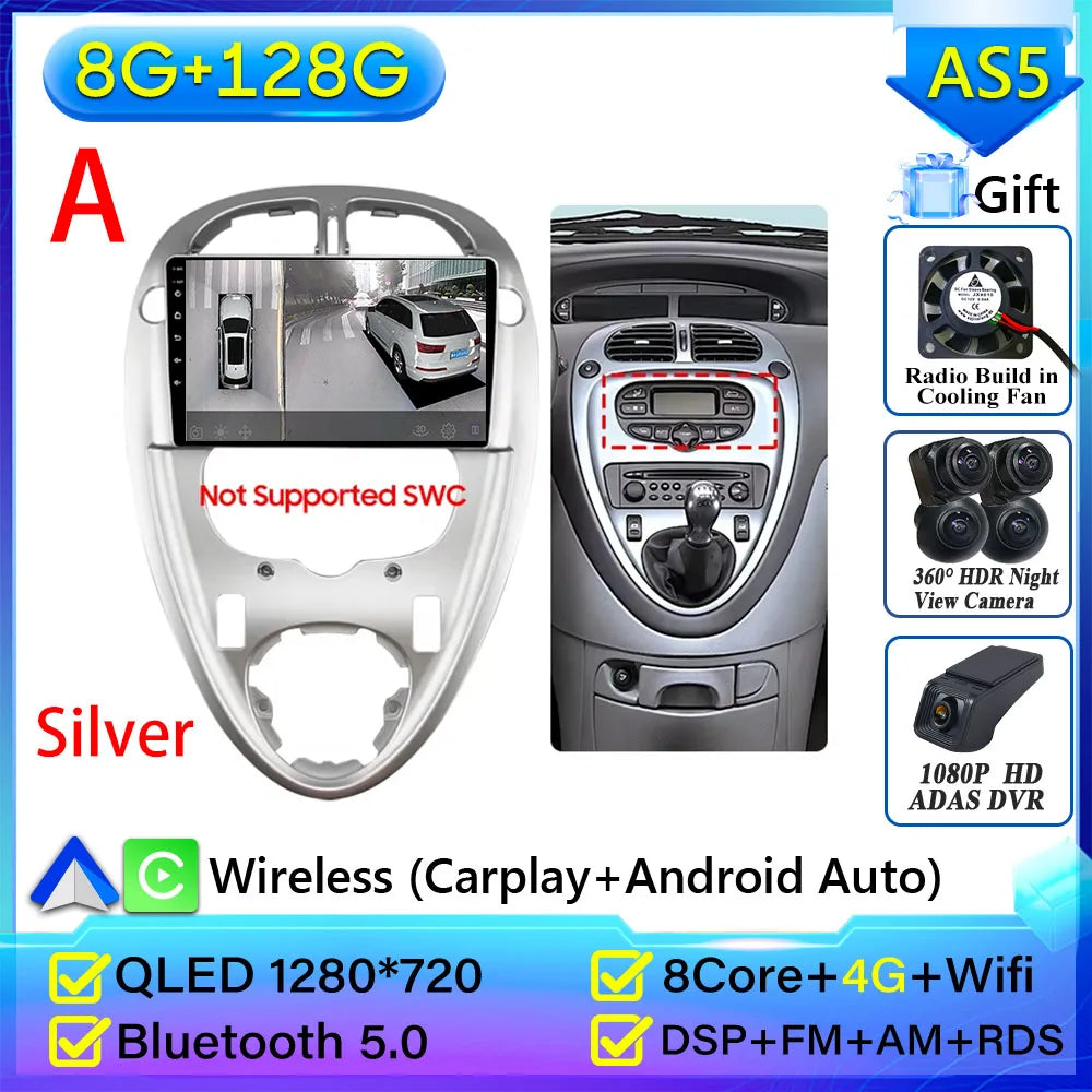 For Citroen Xsara Picasso 1999-2010 Car Radio Carplay Multimedia Player Screen GPS Navigation Android Auto Video Wifi No 2din 2K