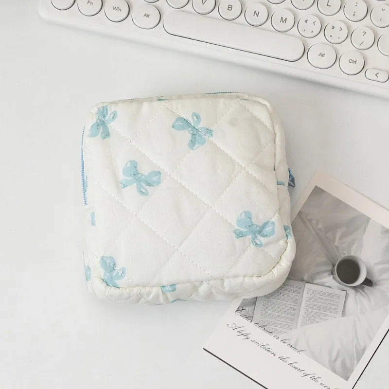 Cute Large Capacity Sanitary Napkin Storage Bags Cartoon Bow Portable Girls Physiological Period Tampon Organiser Bag Pouch