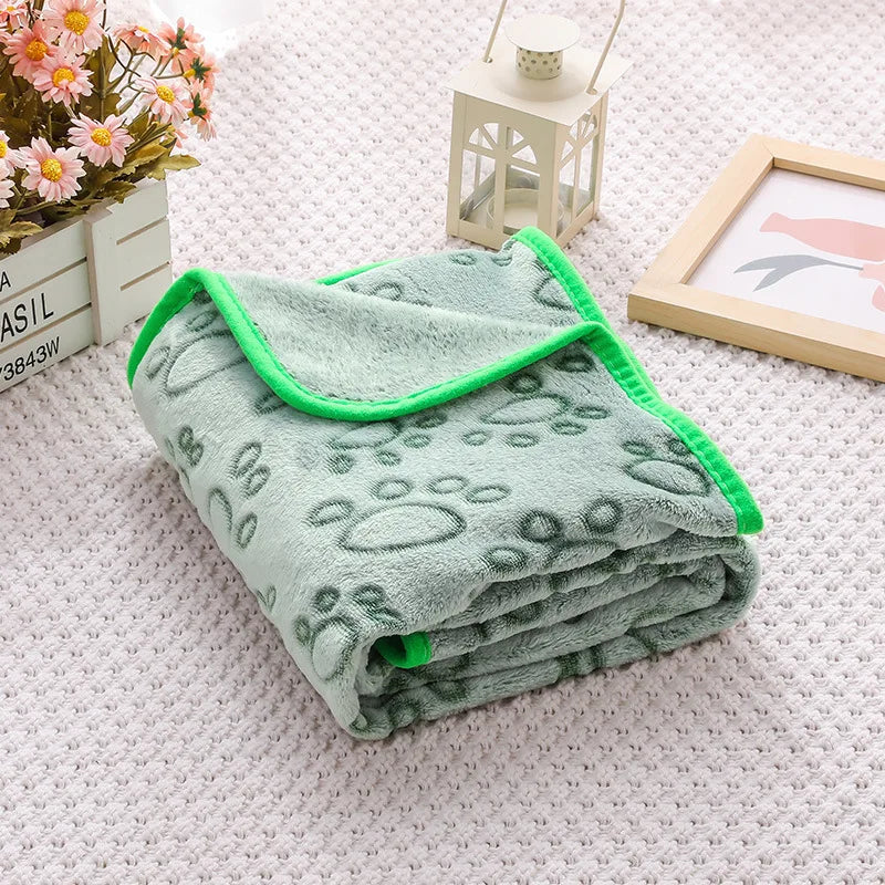 Paw Print Flannel Pet Blanket - Washable Mat for Small and Medium Pets - photo 3