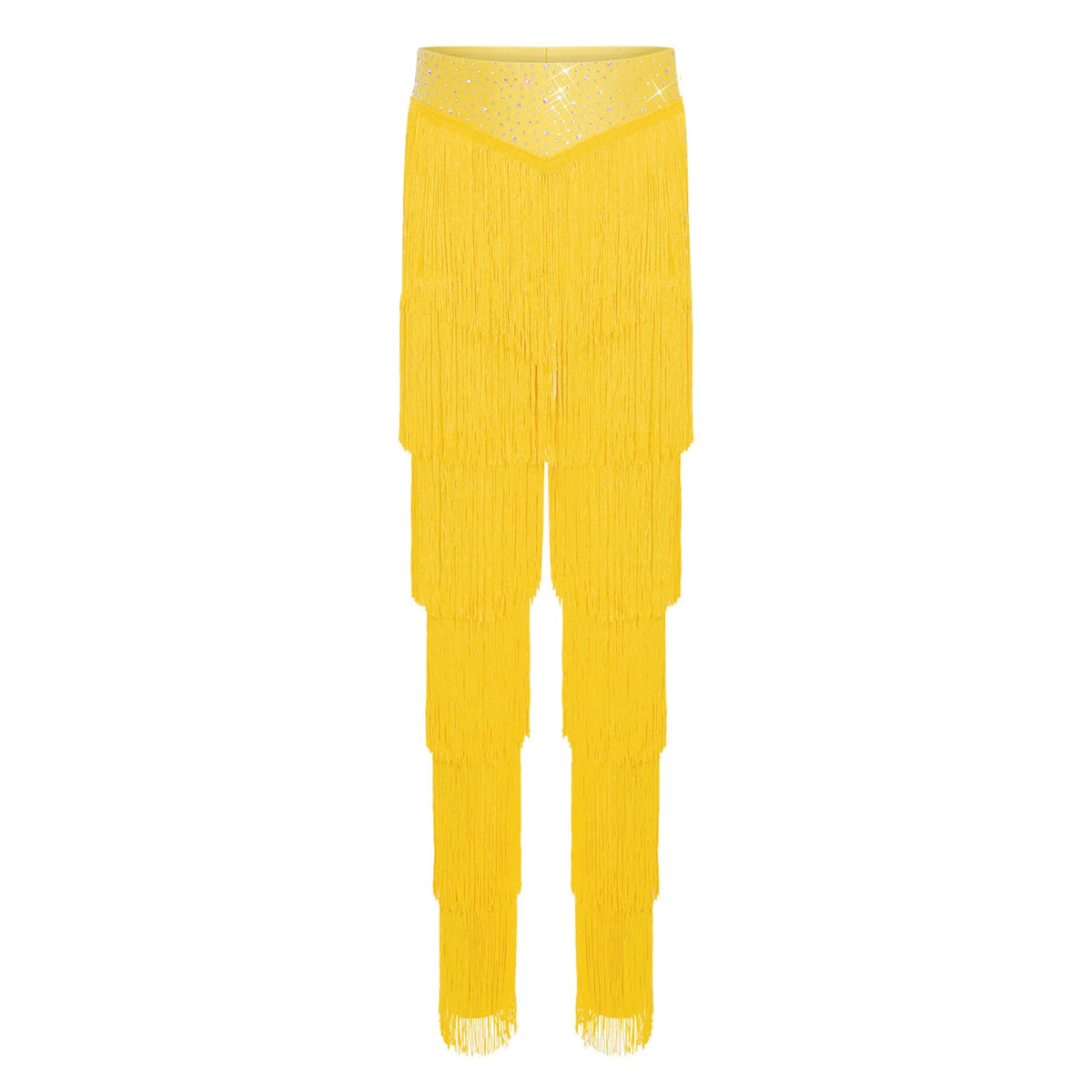 Girls tiered fringe Latin dance set with pants
