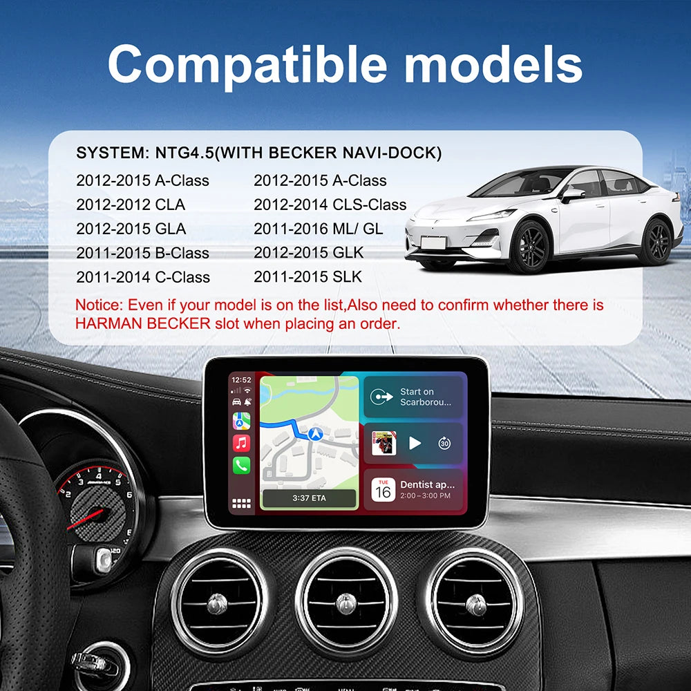 Wireless Carplay Suitable For Mercedes Benz A B C E CLA GLA GLK ML Sprinter NTG4.5 Becker Module Android Auto Navigation