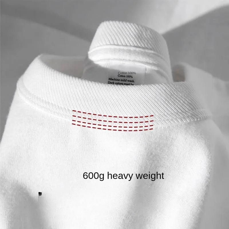 600g Heavyweight Cotton T-Shirt — Unisex Oversized Short-Sleeve Tee