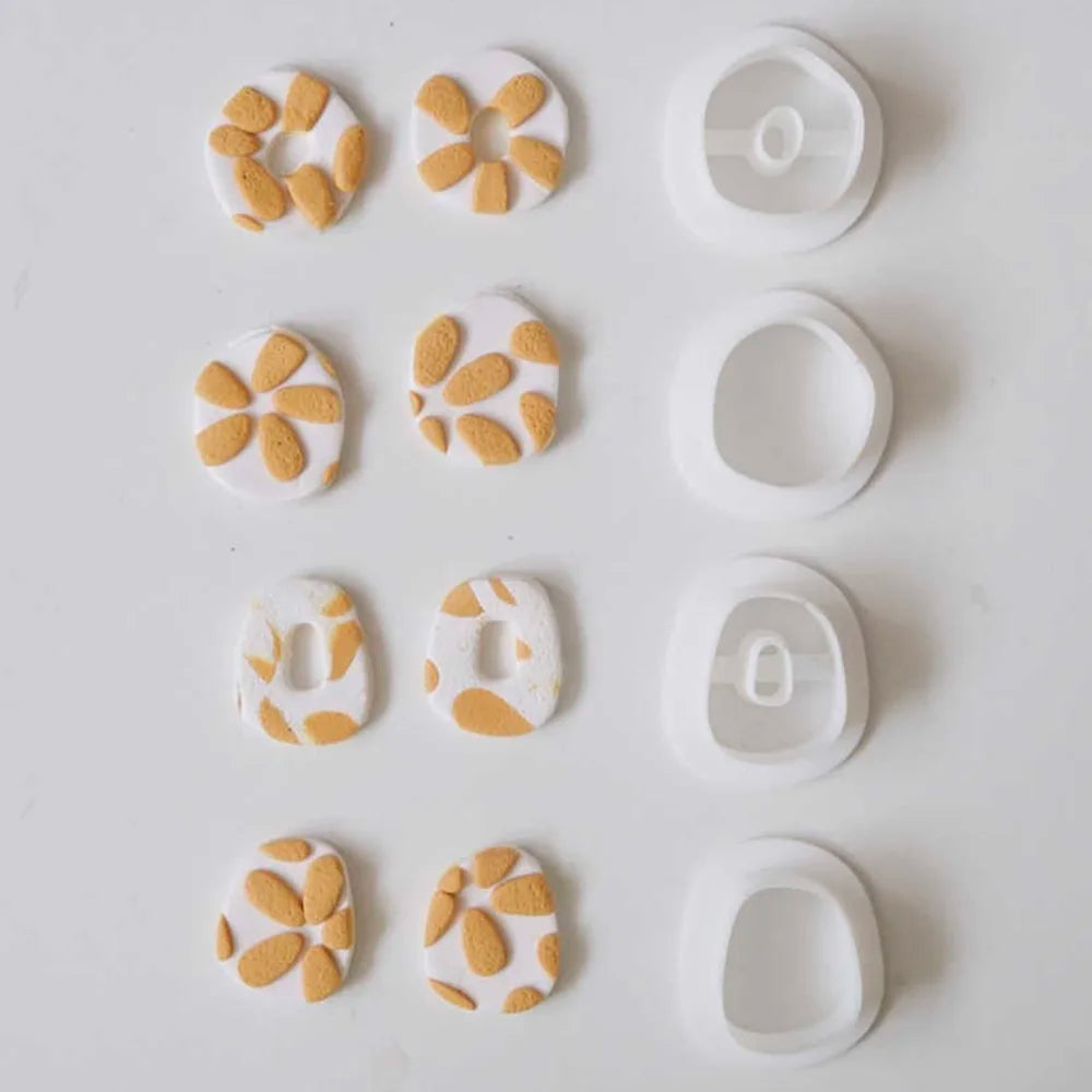 Basic Geometry Shape Polymer Clay Cutter Mold Hollow Round DIY Earring Pendant Jewelry Cutting Die Manual Mold Soft Pottery Tool