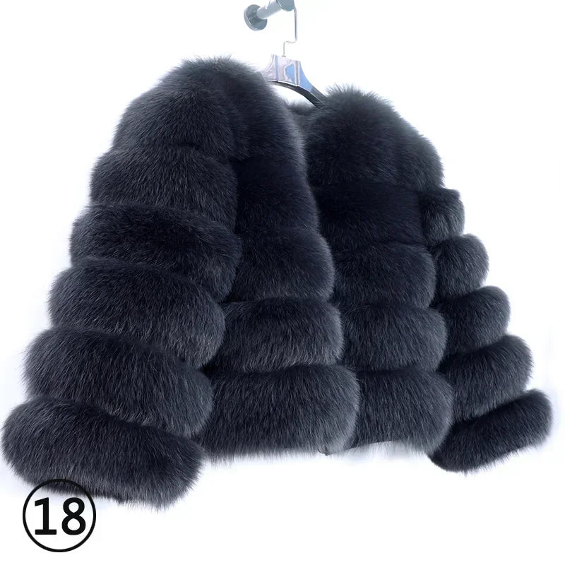 Women's Fox Fur Coat with Detachable Sleeves