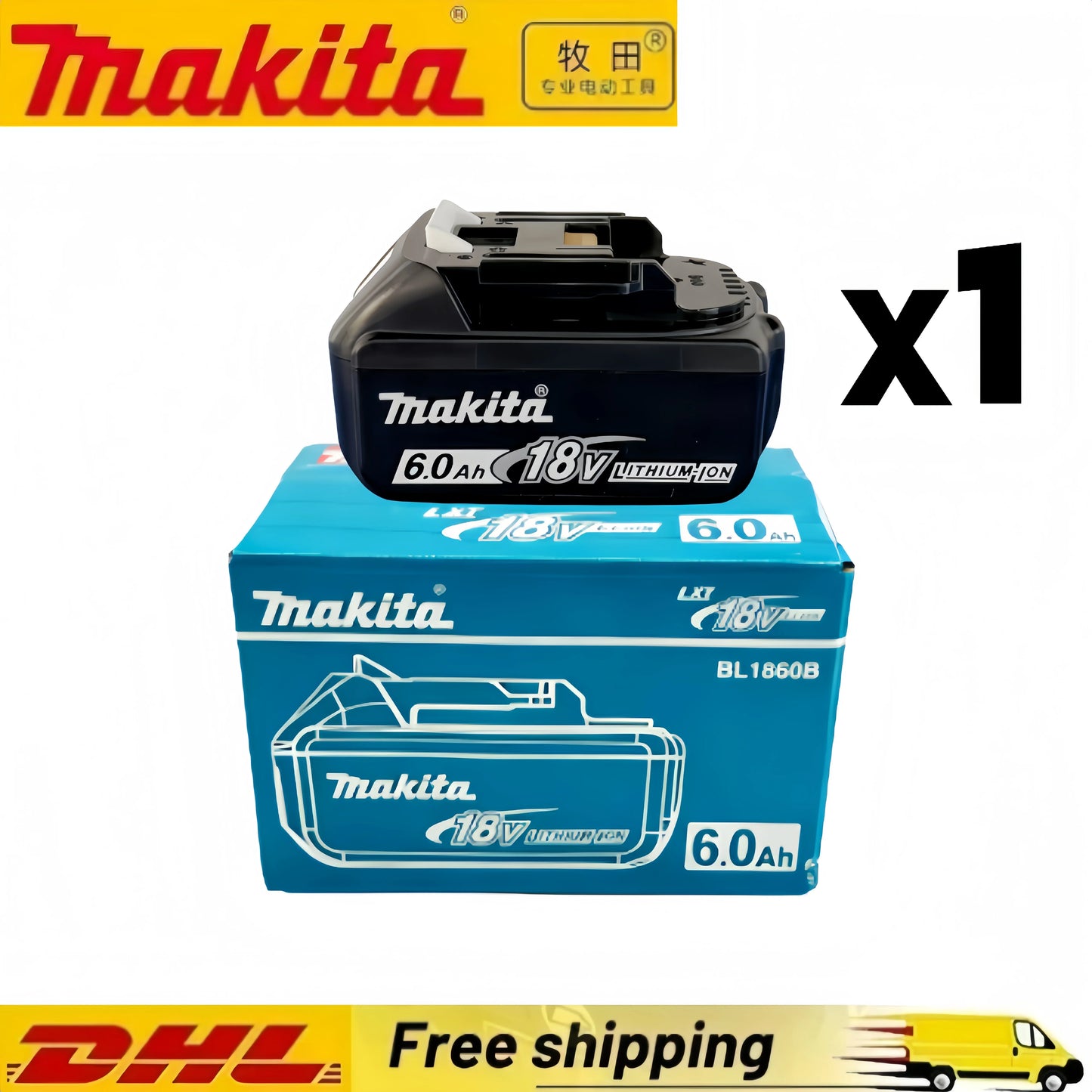 Original Makita 6Ah for Makita 18V Battery BL1830B BL1850B BL1850 BL1840 BL1860 BL1815 Replacement Lithium Battery