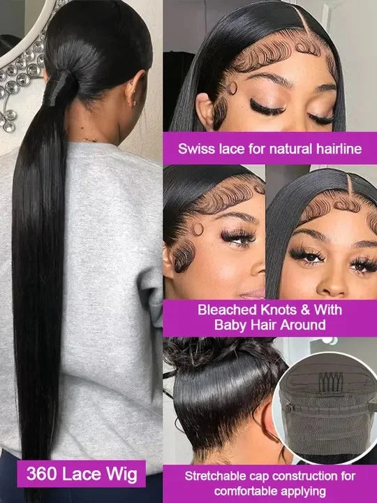 40-46 inch Bone Straight Lace Frontal Wig | 13x4 13x6 HD Human Hair