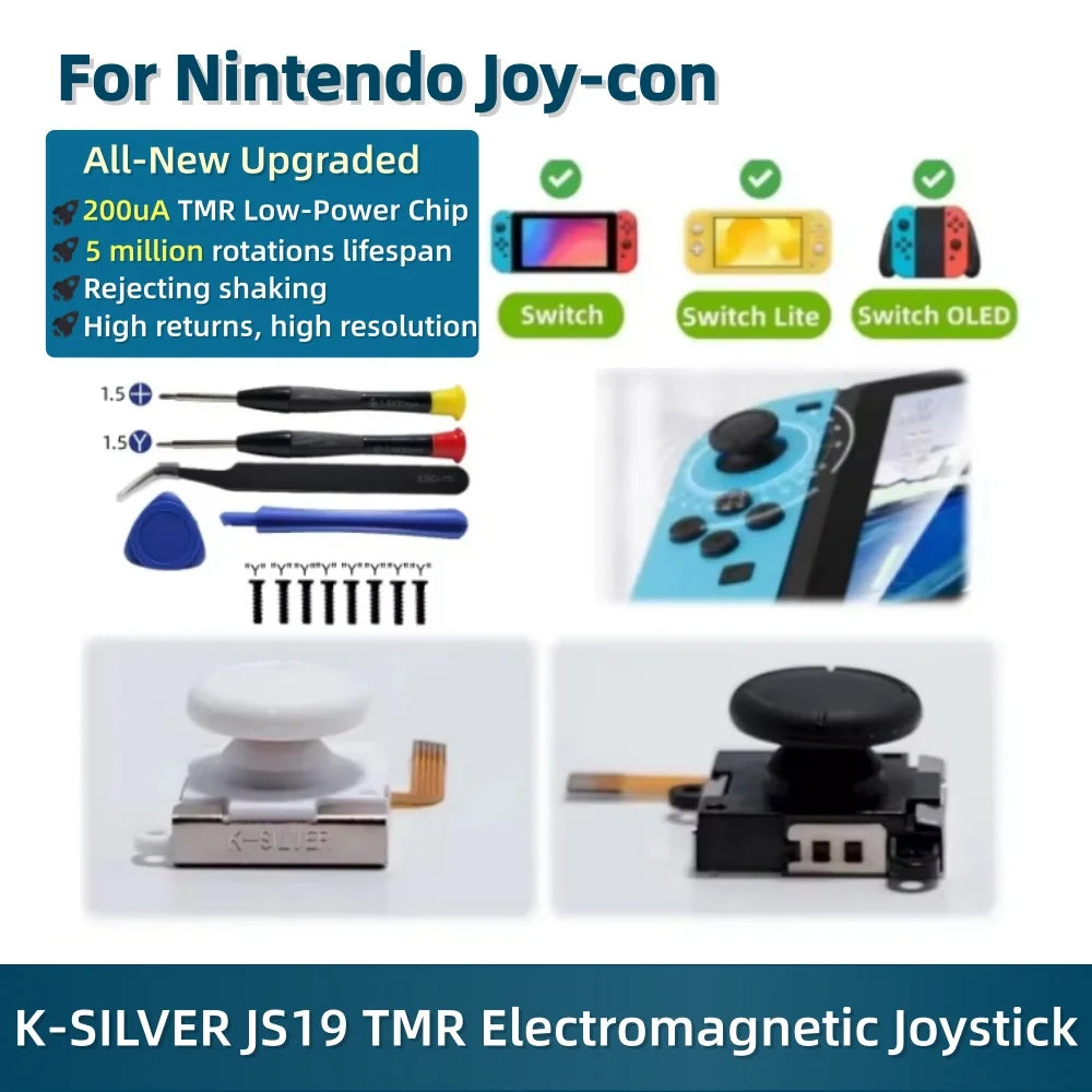 2/10pcs K-SILVER JS19 for Switch Joy-con TMR Joystick Replacement Magnetic Sensor 3D Analog Stick for Switch OLED