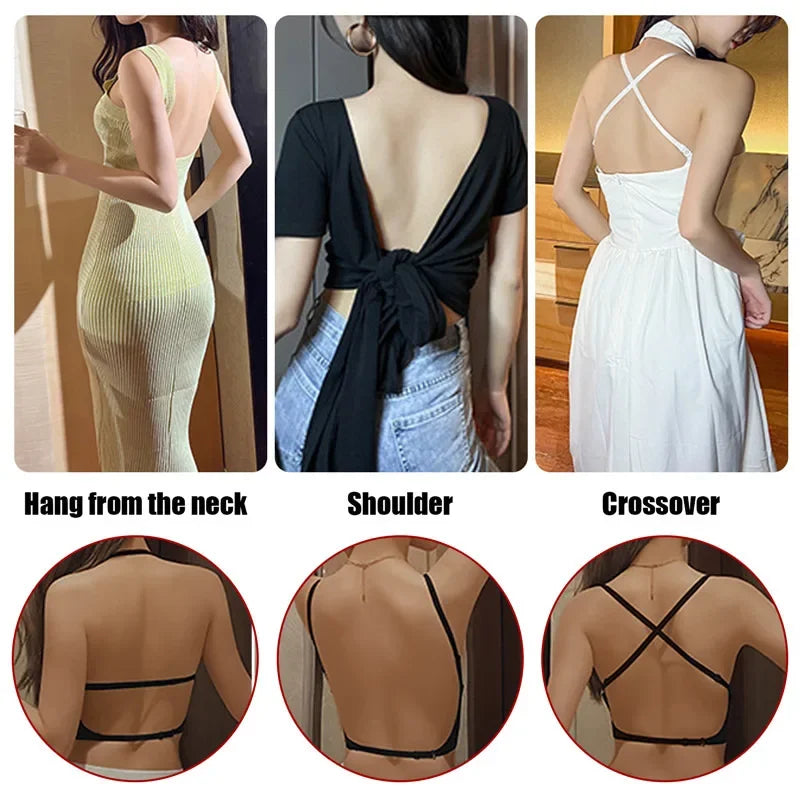 Sexy U-shaped Back Lingerie Female Inner Wear Summer Thin Without Trace Backless Triangle Cup Polymerization Bra