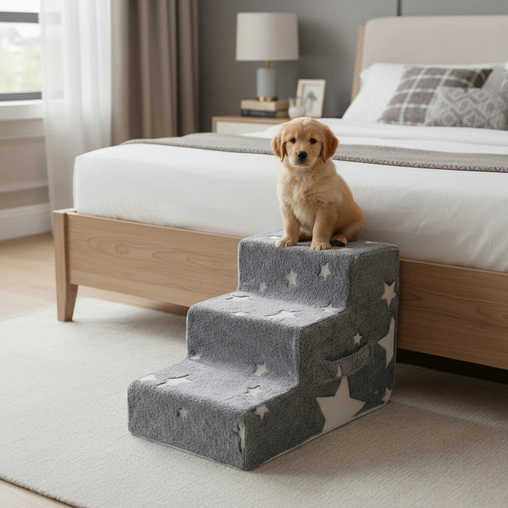 3 or 4 Step Foam Pet Stairs - Detachable Dog Ladder