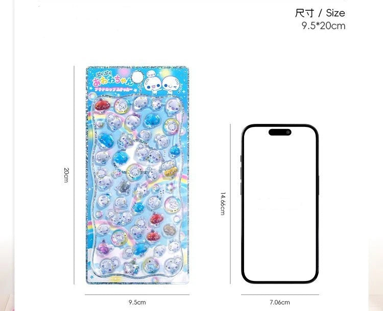 Original Cartoon Water Drop 3D Relief Stickers Cute Refrigerator Sticker Girl's Handbooks Decoration Creativity Reward Toy Gift